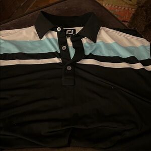 FootJoy Black and Light Blue Striped Polo